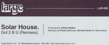 Load image into Gallery viewer, Solar House : Got 2 B U (Remixes) (12")