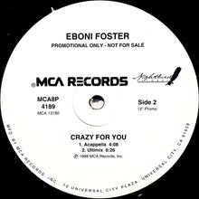 Load image into Gallery viewer, Eboni Foster : Crazy For You (12", Promo)