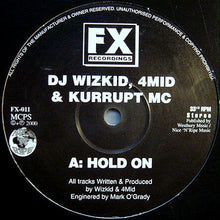 Load image into Gallery viewer, DJ Wizkid, 4Mid & Kurrupt MC : Hold On / I Can't Stand (12")