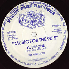 Load image into Gallery viewer, G. Simone Featuring KRS-One : Music For The 90's (12", Promo)
