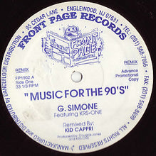 Load image into Gallery viewer, G. Simone Featuring KRS-One : Music For The 90's (12", Promo)