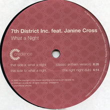 Load image into Gallery viewer, 7th District Inc. Featuring Janine Cross : What A Night (2x12", Promo)