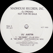 Load image into Gallery viewer, Lil' Justin : Ah Baby / Trace (12", Promo)