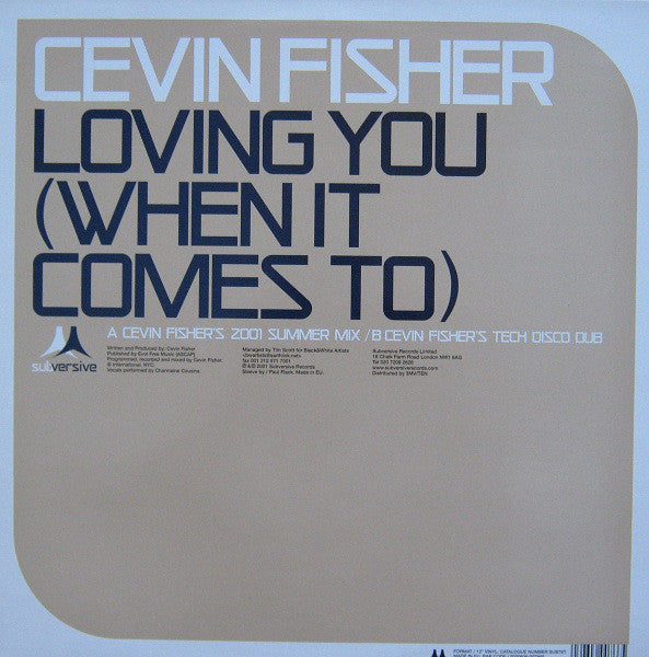Cevin Fisher : Loving You (When It Comes To) (12
