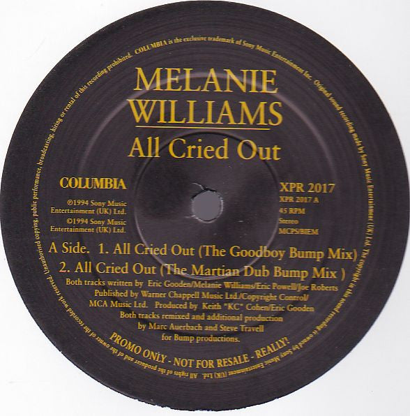 Melanie Williams : All Cried Out (12