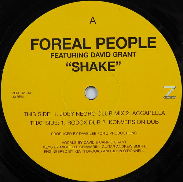 Foreal People Featuring David Grant : Shake (12