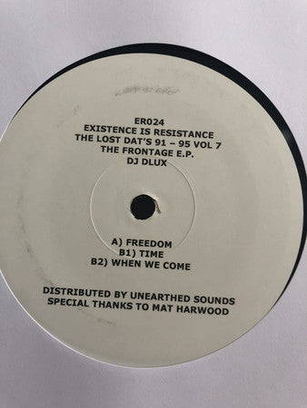 DJ D Lux : Lost Dats 91 - 95 Vol 7 The Frontage E.P. (12