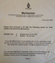 Load image into Gallery viewer, Dj Clipz*, Mechanizm : Brandy Juice / Blaster 1 (12", TP, W/Lbl)
