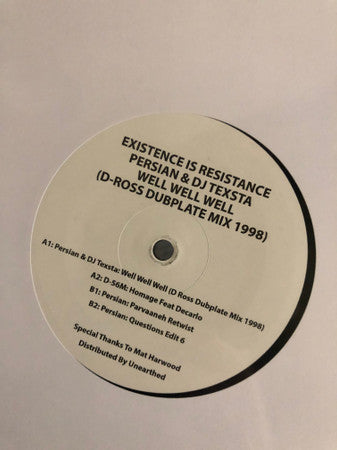 Persian & DJ Texsta* : Well Well Well (D Ross Dubplate Mix 1998) (12