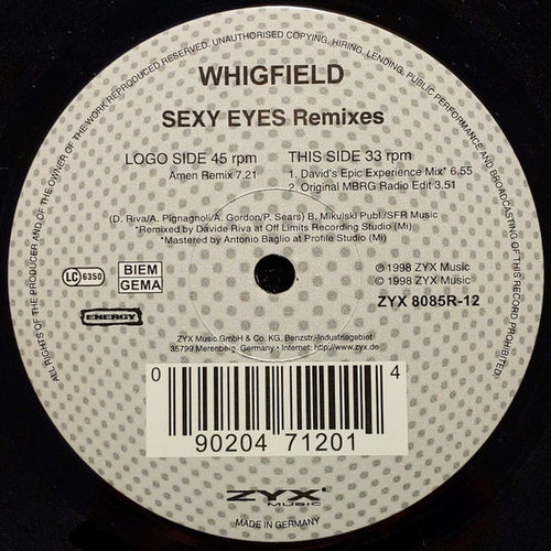 Whigfield : Sexy Eyes (Remixes) (12