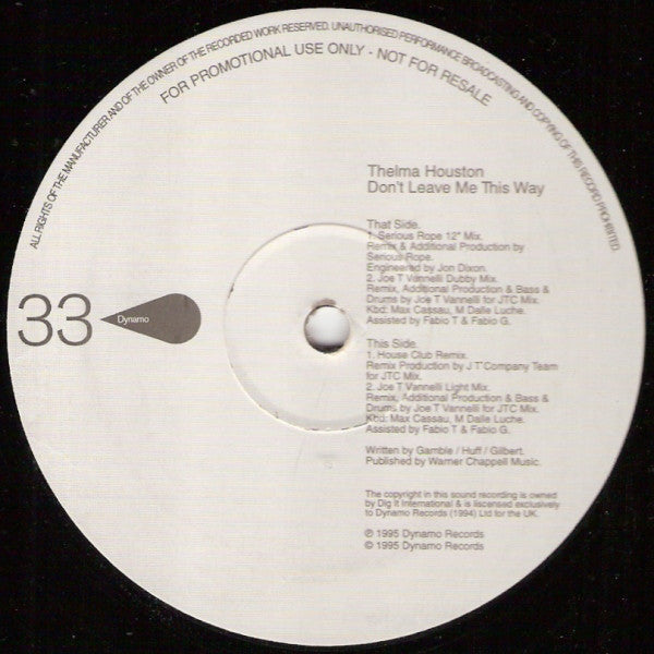 Thelma Houston : Don't Leave Me This Way (12