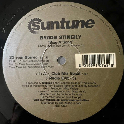 Byron Stingily : Sing A Song (12