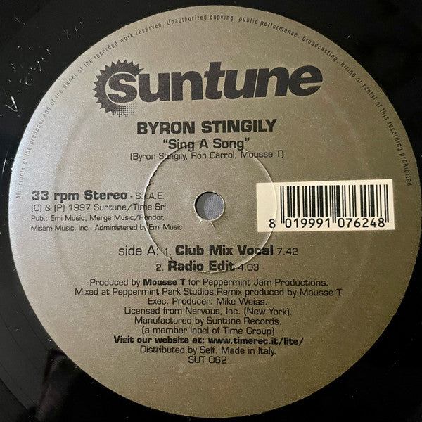 Byron Stingily : Sing A Song (12