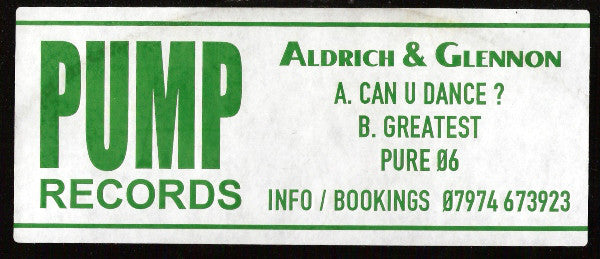 Aldrich & Glennon : Can U Dance? / Greatest (12