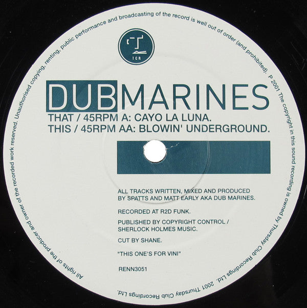 Dub Marines : Cayo La Luna / Blowin' Underground (12