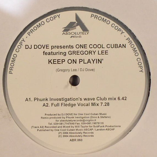 DJ Dove Presents One Cool Cuban Featuring Gregory Lee : Keep On Playin' (12