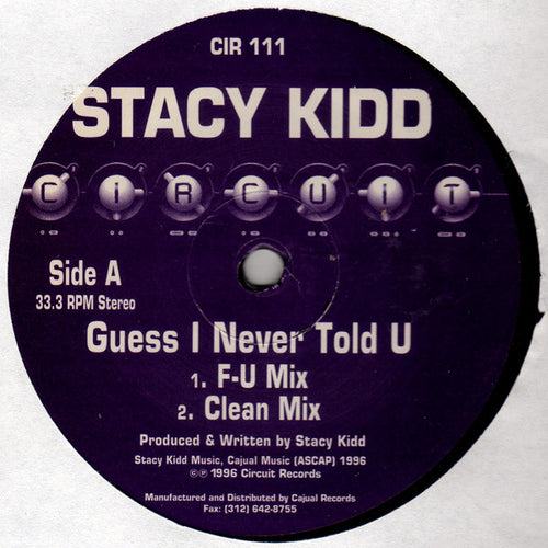 Stacy Kidd : Guess I Never Told U (12