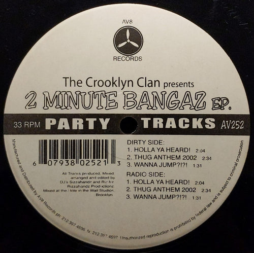 Crooklyn Clan : 2 Minute Bangaz EP (12