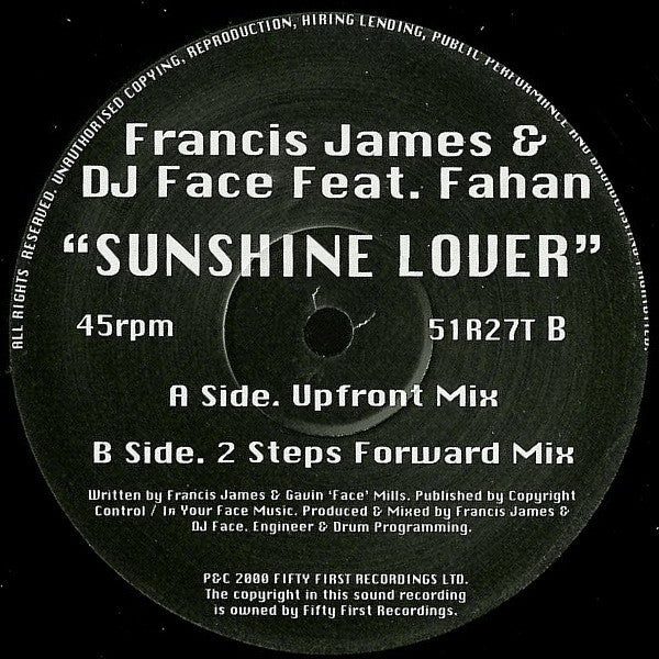 Francis James* & DJ Face Feat. Fahan : Sunshine Lover (12