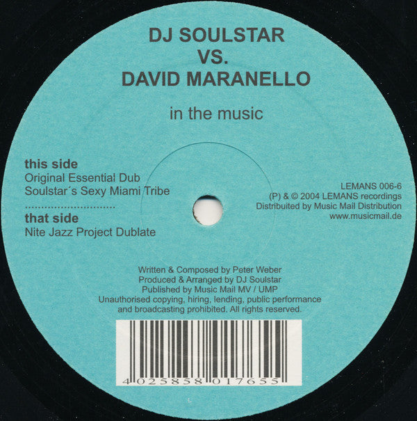 DJ Soulstar Vs. David Maranello : In The Music (12