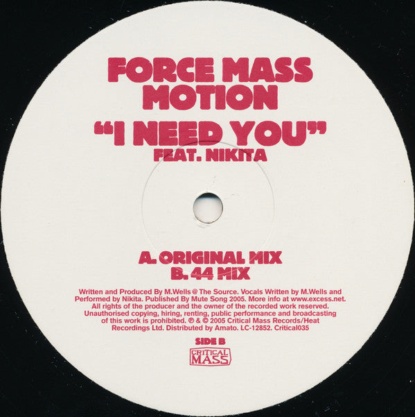 Force Mass Motion Feat. Nikita : I Need You (12