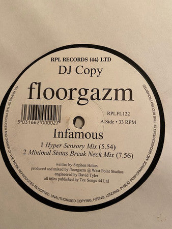 Floorgazm : Infamous / Vicious House (12