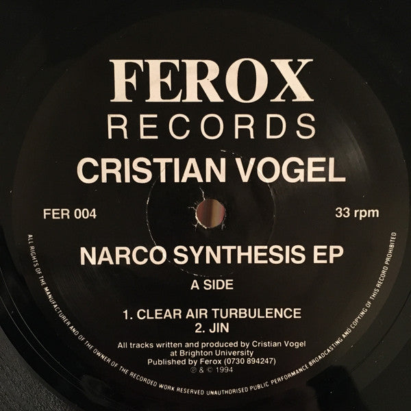 Cristian Vogel : Narco Synthesis EP (12