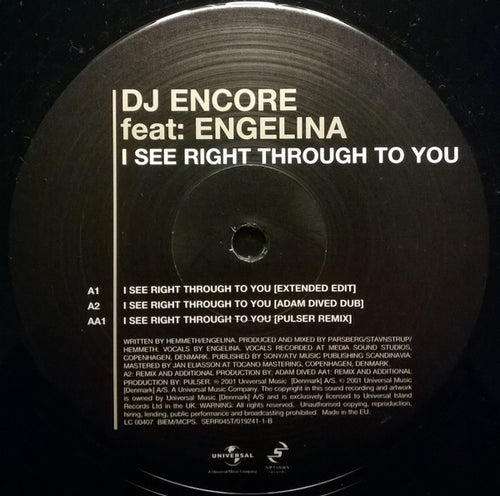 DJ Encore Feat: Engelina : I See Right Through To You (12