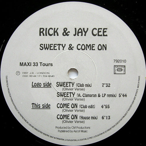 Rick & Jay Cee : Sweety / Come On (12
