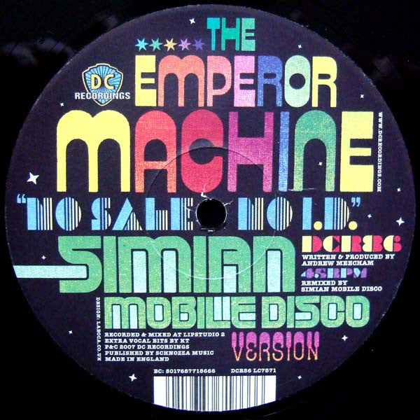 The Emperor Machine : No Sale No I.D. (Simian Mobile Disco Version) (12