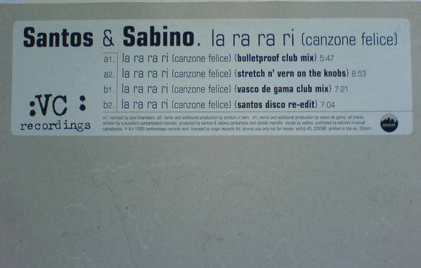 Santos & Sabino : La Ra Ra Ri (Canzone Felice) (12