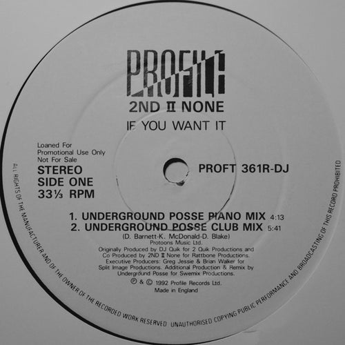 2nd II None : If You Want It (Remixes) (12