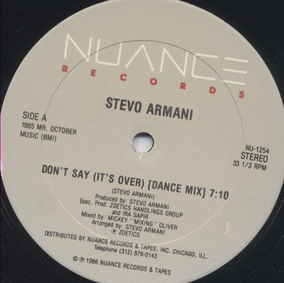 Stevo Armani : Don't Say (It's Over) (12