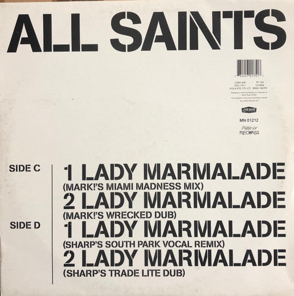 All Saints : Under The Bridge / Lady Marmalade (Remixed) (2x12