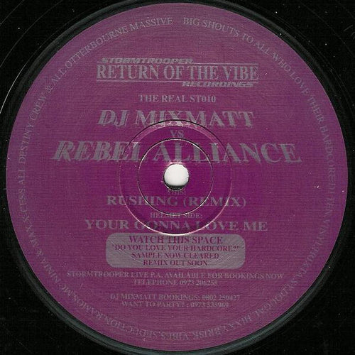 DJ Mixmatt* vs. Rebel Alliance (2) : Your Gonna Love Me / Rushing (Remix) (12