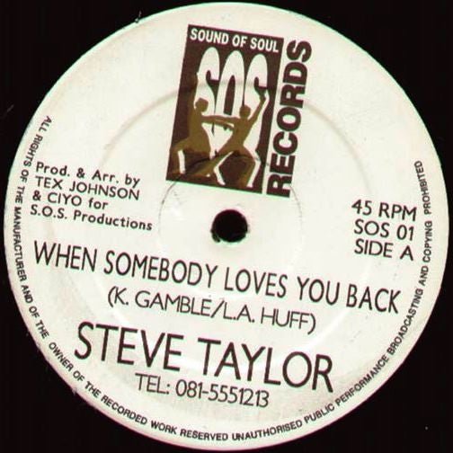 Steve Taylor (31) Featuring Ciyo : When Somebody Loves You Back (12