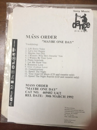 Mass Order : Maybe One Day (LP, Album, W/Lbl)