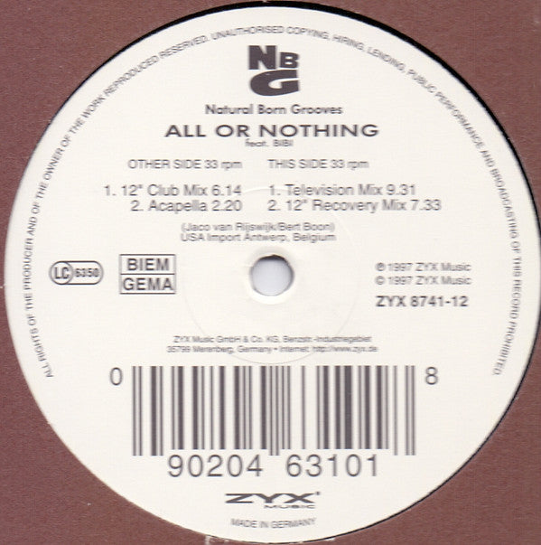 Natural Born Grooves Feat. Bibi : All Or Nothing (12