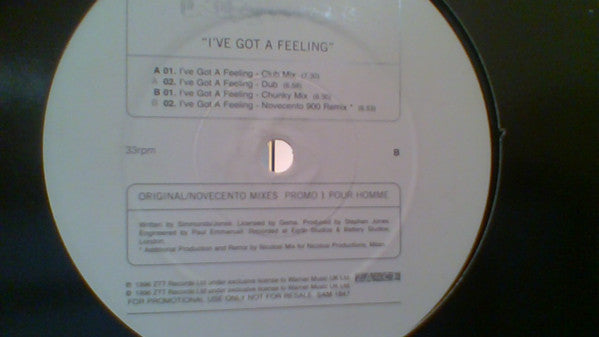 Klymax : I've Got A Feeling (Promo 1 - Pour Homme) (12