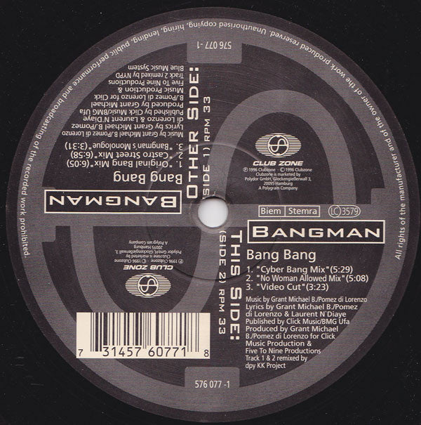 Bangman Feat. Laurent* : Bang Bang (12