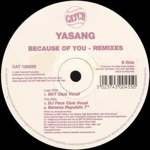 Yasang : Because Of You (Remixes) (12